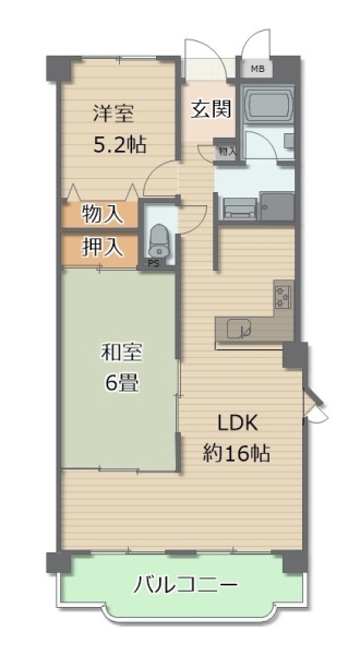 賃貸マンション【分譲貸し】大阪府河内長野市美加の台１丁目　月額賃料6万円