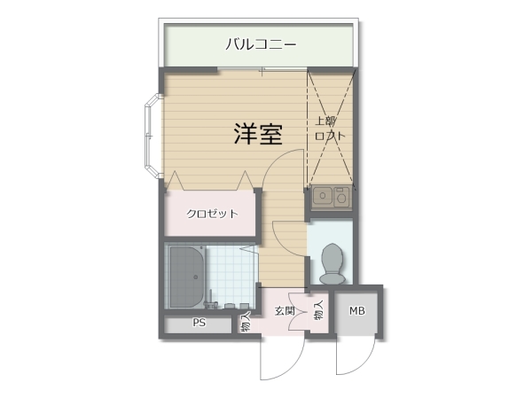 賃貸マンション１Rロフト付き　大阪府河内長野市昭栄町　月額賃料3.5万円